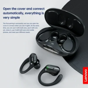 Lenovo XT80 auriculares inalámbricos Bluetooth 5,3 auriculares verdaderos con micrófono Control de botón reducción de ruido ganchos para las orejas auriculares impermeables