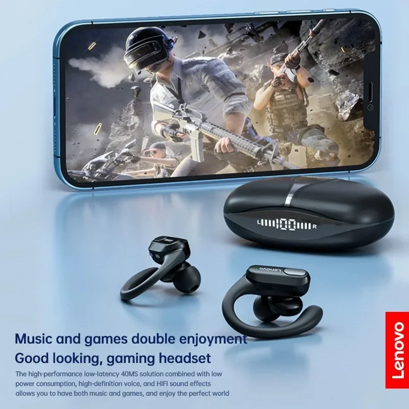 Lenovo XT80 auriculares inalámbricos Bluetooth 5,3 auriculares verdaderos con micrófono Control de botón reducción de ruido ganchos para las orejas auriculares impermeables - Imagen 4