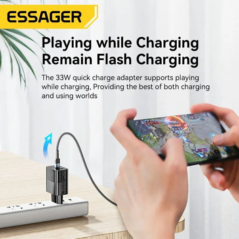 Cargador USB C Essager 33W GaN tipo C PD carga rápida para iPhone 14 13 12 11 Pro Max XS 8 P para iPad Pro Air iPad Mini - Imagen 2