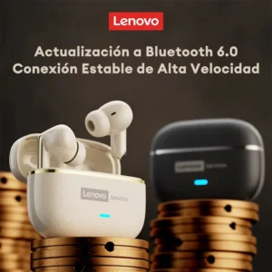 Lenovo LE208 TWS Bluetooth 6.0 Auriculares inalámbricos de cuero Auriculares estéreo con cancelación de ruido ENC Auriculares para juegos de baja latencia de 38 ms