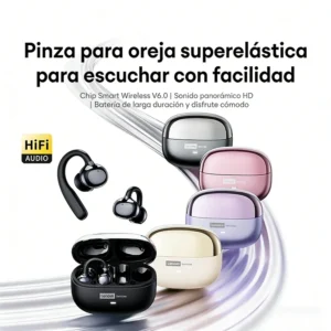 Auriculares Inalámbricos Bluetooth 6.0 Lenovo LE302, Larga Duración de Batería, Auriculares Deportivos con Clip para la Oreja, Auriculares Estéreo HIFI con Cancelación de Ruido
