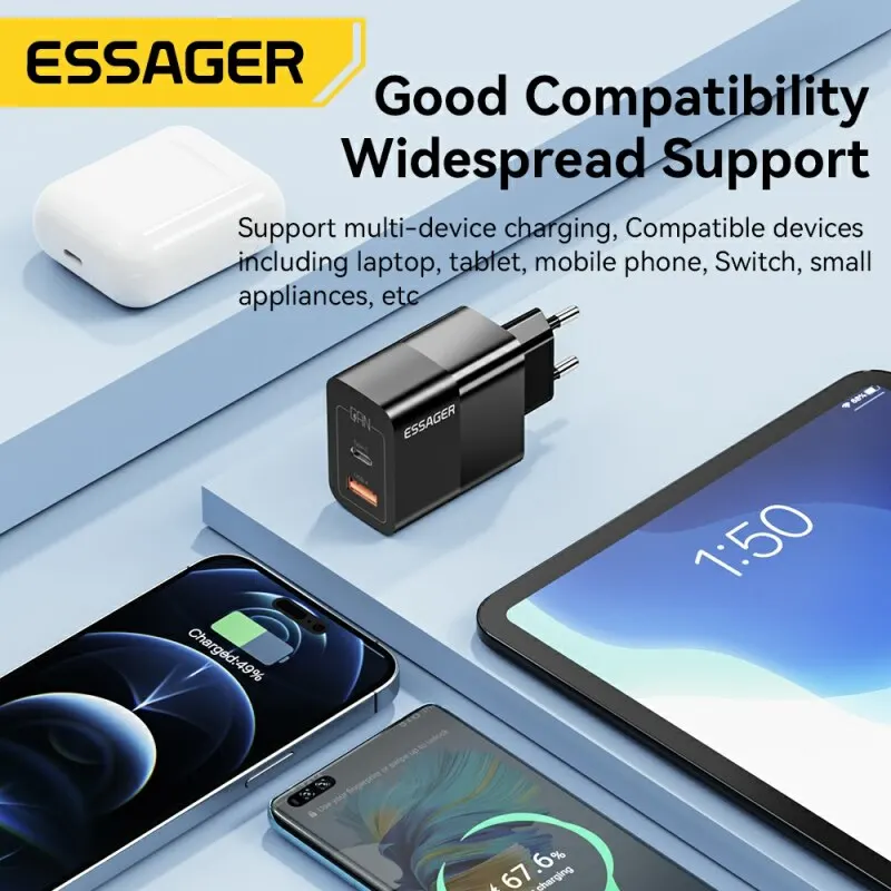 Cargador USB C Essager 33W GaN tipo C PD carga rápida para iPhone 14 13 12 11 Pro Max XS 8 P para iPad Pro Air iPad Mini - Imagen 4